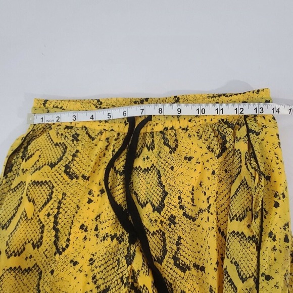 Pam & Gela Snake Print Track Pants Elastic Waist Ankle Zipper‎ Yellow Black P - Picture 12 of 12